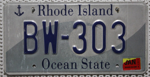 RHODE ISLAND Ocean State - Nummernschild # BW-303 =