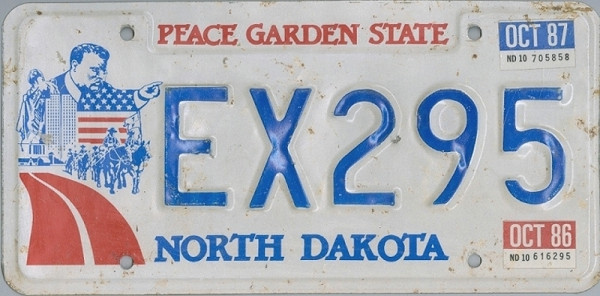 NORTH DAKOTA Peace Garden State - Nummernschild # EX295 =