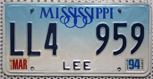 MISSISSIPPI Lee County - Nummernschild # LL4959 =
