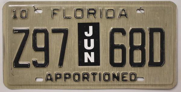 FLORIDA Apportioned - Nummernschild # Z9768D