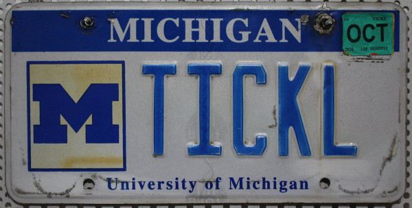 MICHIGAN University of Michigan - Nummernschild # TICKL =