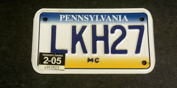 Motorradschild PENNSYLVANIA Nummernschild MC # LKH27 =