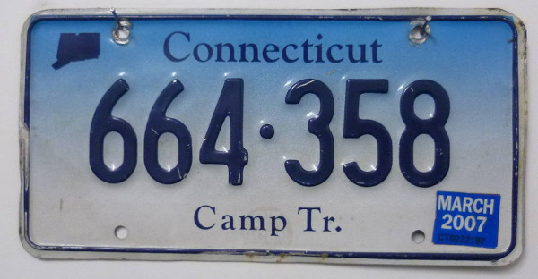CONNECTICUT Camp Tr. - Nummernschild # 664358 =