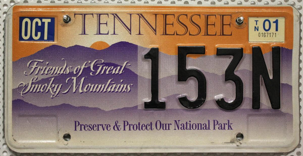 TENNESSEE Friends of Great Smoky Mountains - Nummernschild # 153N =