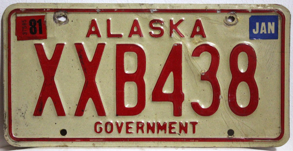 ALASKA Government - Nummernschild # XXB438 =