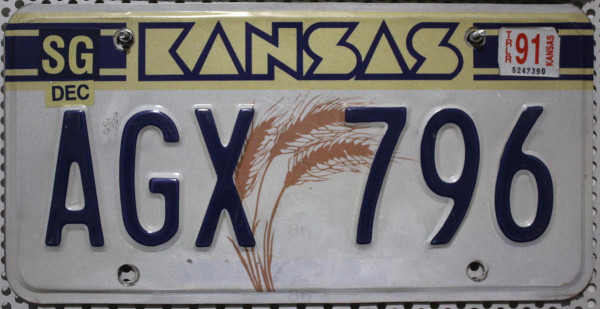 KANSAS - Auto Nummernschild # AGX796 =