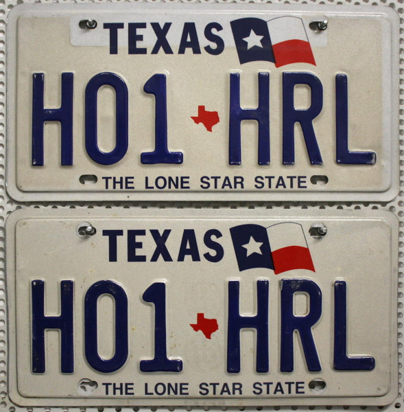 TEXAS Schilder PAAR - Zwei USA Nummernschilder # H01HRL ≡