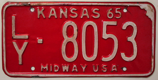 KANSAS 1965 Oldtimer - Nummernschild # 8053