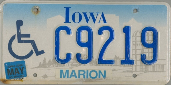 IOWA Handicapped Special - Nummernschild # C9219 =