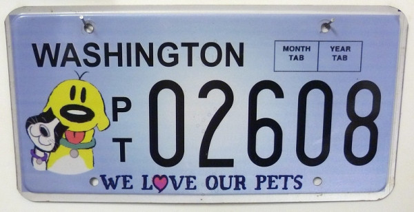 WASHINGTON we love our pets - Nummernschild # 02608 ... ≡