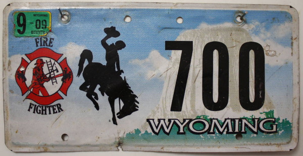 WYOMING Firefighter - Nummernschild # 700 =