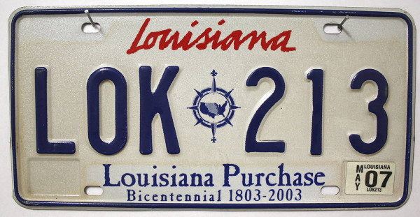 LOUISIANA Bicentennial 1803 2003 - Nummernschild # LOK213 =