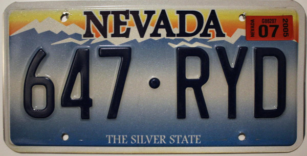NEVADA The Silver State - Nummernschild # 647RYD