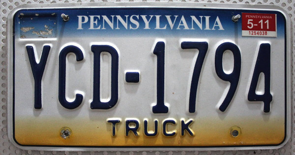 PENNSYLVANIA Truck - Nummernschild # YCD1794 =