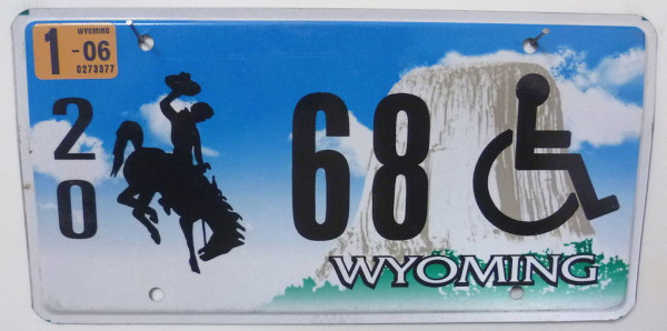 WYOMING Handicapped Special - Nummernschild # 68 =