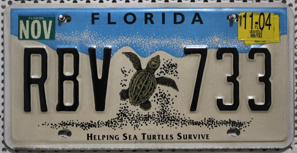 FLORIDA Motiv Schildkröte - Nummernschild # RBV733