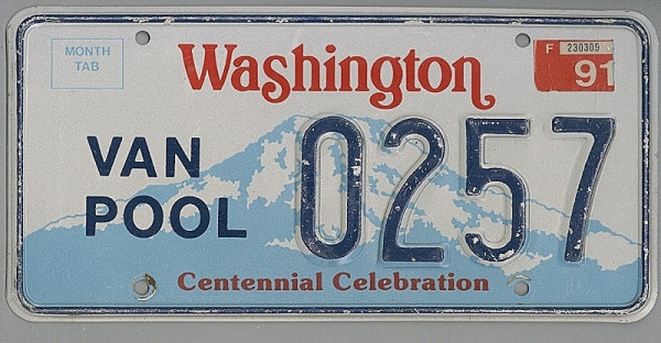 WASHINGTON Van Pool - Nummernschild # 0257 =
