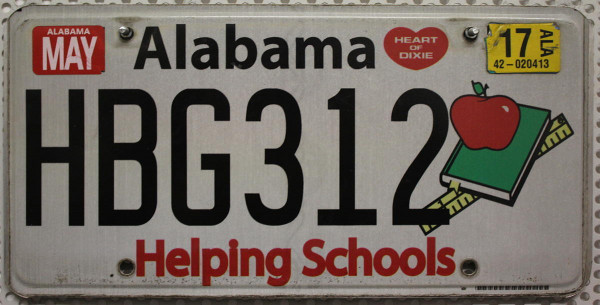 ALABAMA Helping Schools - Nummernschild # HBG312 =