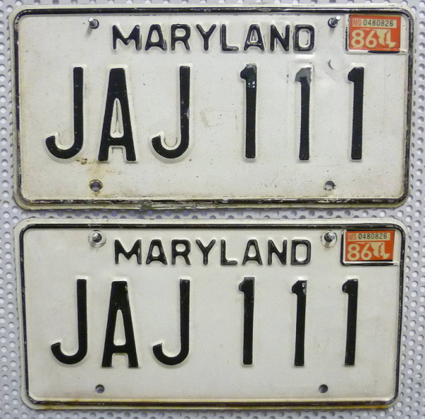 MARYLAND Schilder PAAR - Zwei USA Nummernschilder # JAJ111