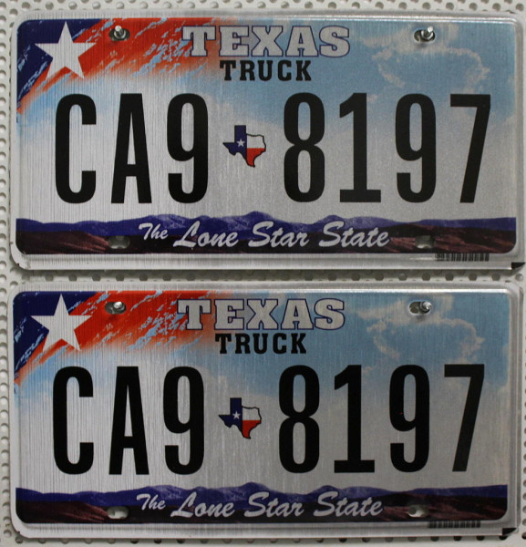 TEXAS TRUCK Schilder PAAR - Zwei USA Nummernschilder # CA98197