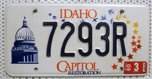 IDAHO Capitol Restauration - Nummernschild # 7293R =