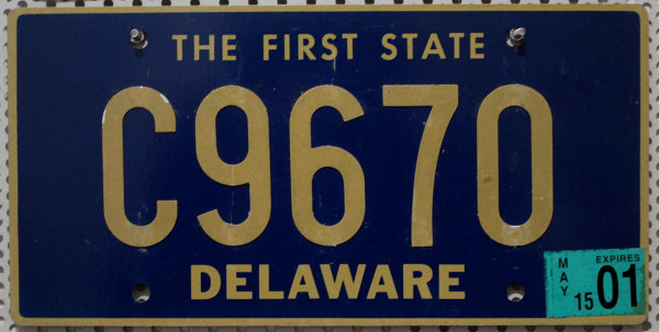 DELAWARE The First State - Nummernschild # C9670 =