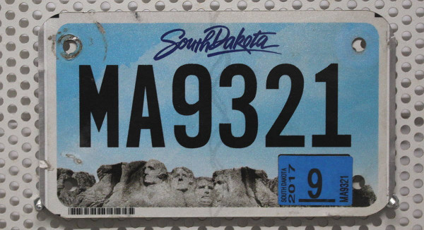 Motorradschild SOUTH DAKOTA Nummernschild # MA9321 =