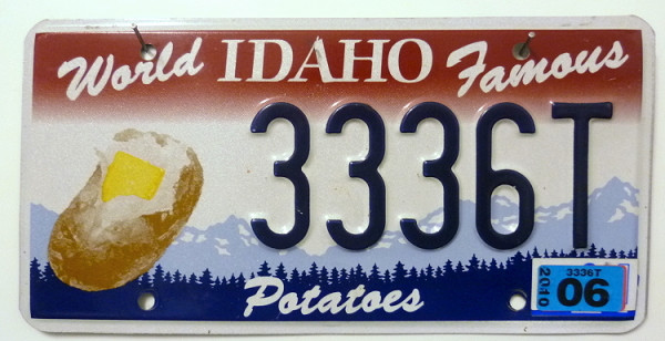 IDAHO Potatoe - Nummernschild # 3336T ≡