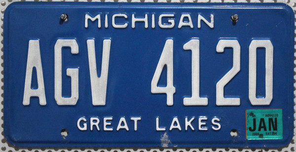MICHIGAN Great Lakes - Nummernschild # AGV4120 =