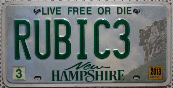 NEW HAMPSHIRE Live Free Or Die - Nummernschild # RUBIC 3