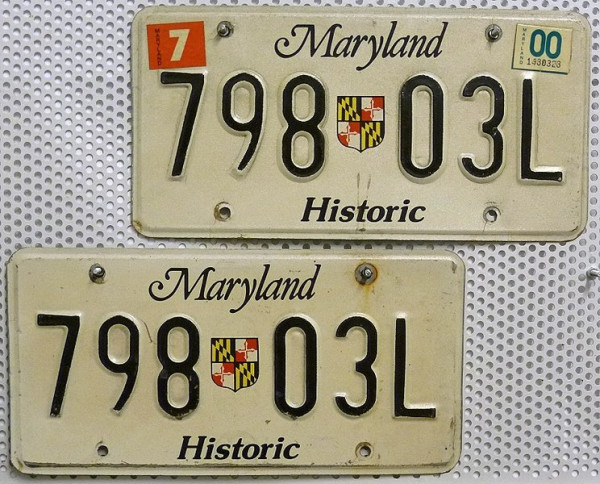 MARYLAND Schilder PAAR - Zwei USA Nummernschilder # 79803L ≡