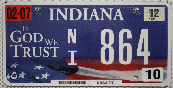 INDIANA In God We Trust - Nummernschild # NI864 =