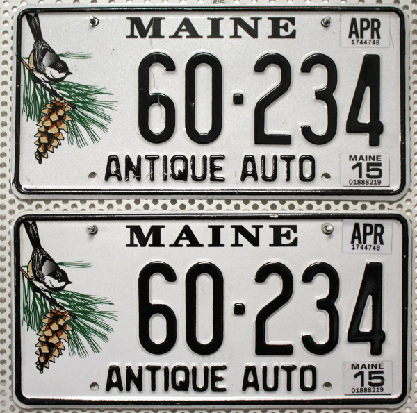 MAINE Schilder PAAR *antique auto* - Zwei USA Nummernschilder # 60234