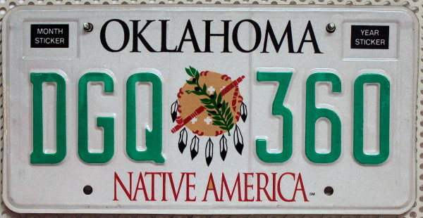 OKLAHOMA Native America - Nummernschild # DGQ360 ...