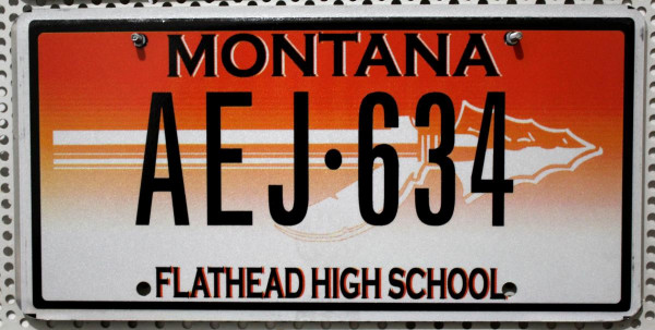 MONTANA Flathead Highschool Nummernschild # AEJ634 ...