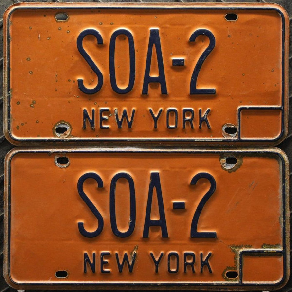 NEW YORK Schilder PAAR - Zwei USA Nummernschilder # SOA-2