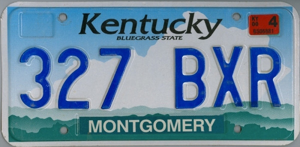 KENTUCKY Bluegrass State - Nummernschild # 327BXR