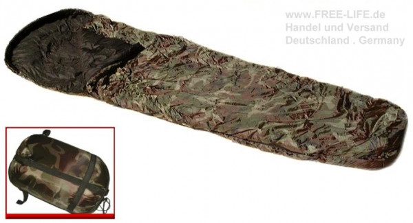 Warmer Outdoor Mumien-Schlafsack / Tarnfarben mit Packsack