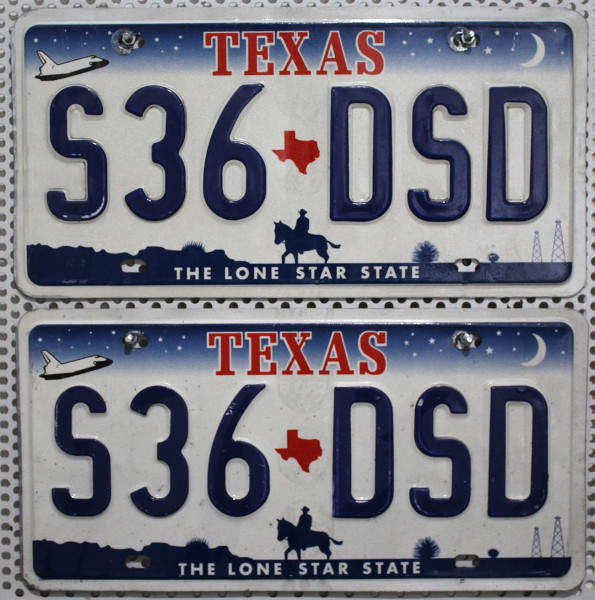 TEXAS Schilder PAAR - Zwei USA Nummernschilder # S36DSD