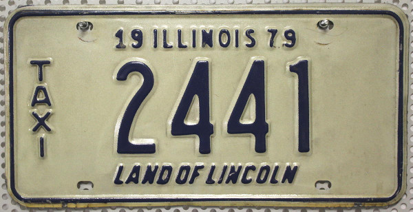ILLINOIS 1979 Taxi-Oldtimer Nummernschild # 2441