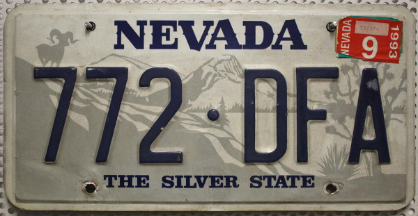 NEVADA The Silver State - Nummernschild # 772DFA =