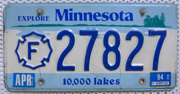 MINNESOTA 10000 lakes - Nummernschild # 27827 =