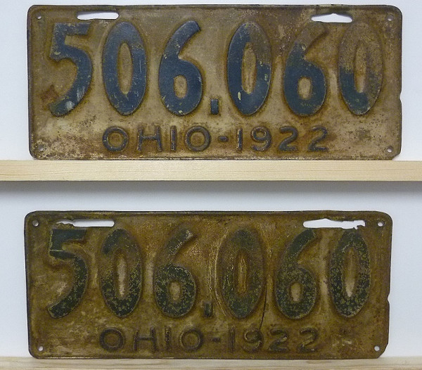OHIO 1922 Oldtimer Schilder PAAR - USA Nummernschilder # 506060