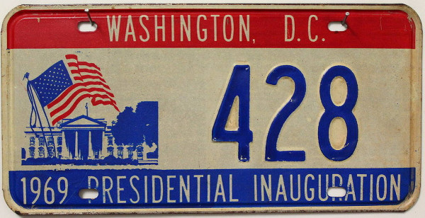 WASHINGTON, D.C. Inauguration 1969 - Oldtimer Nummernschild # 428