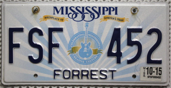 MISSISSIPPI Birthplace of America's Music - Nummernschild # FSF452 =
