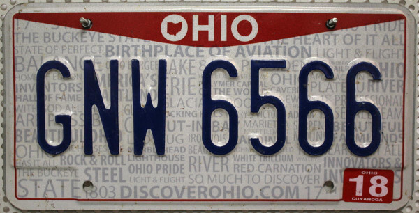 OHIO (Discover) com - Nummernschild # GNW6566 ...