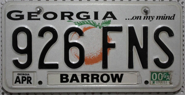 GEORGIA ...on my mind - Nummernschild # 926FNS =