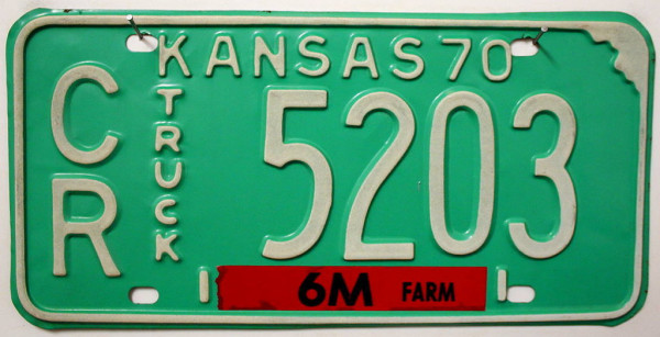 KANSAS 1970 Oldtimer TRUCK Nummernschild # CR.5203