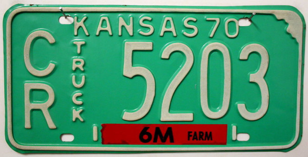 KANSAS 1970 Oldtimer TRUCK Nummernschild # CR.5203