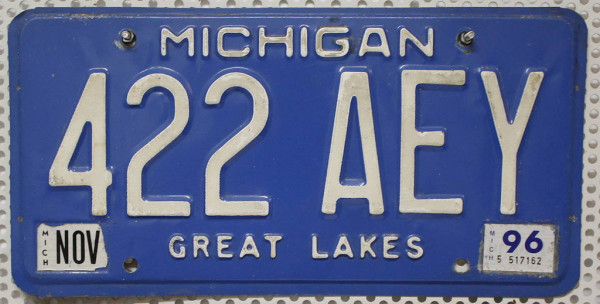 MICHIGAN Great Lakes - Nummernschild # 422AEY